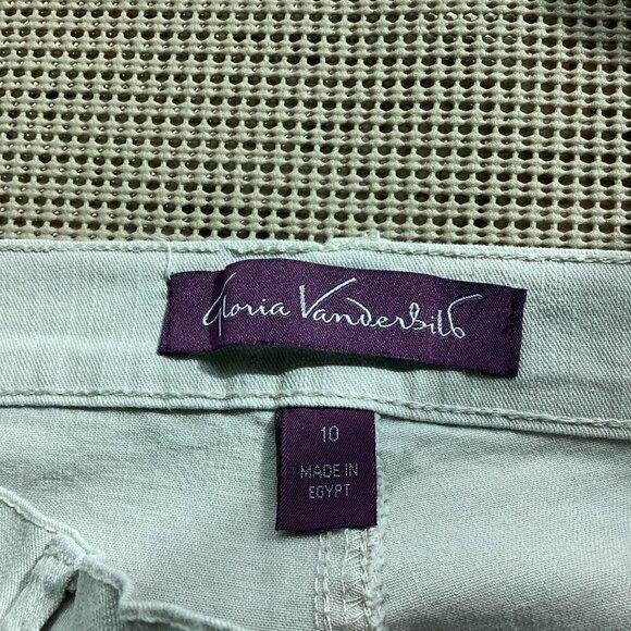 Gloria Vanderbilt Amanda Pants Denim Tan Pocket Embellishments Women's 10 Short - Picture 4 of 5